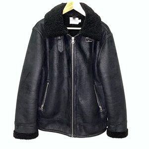 TOPMAN - Faux Shearling Aviator Jacket